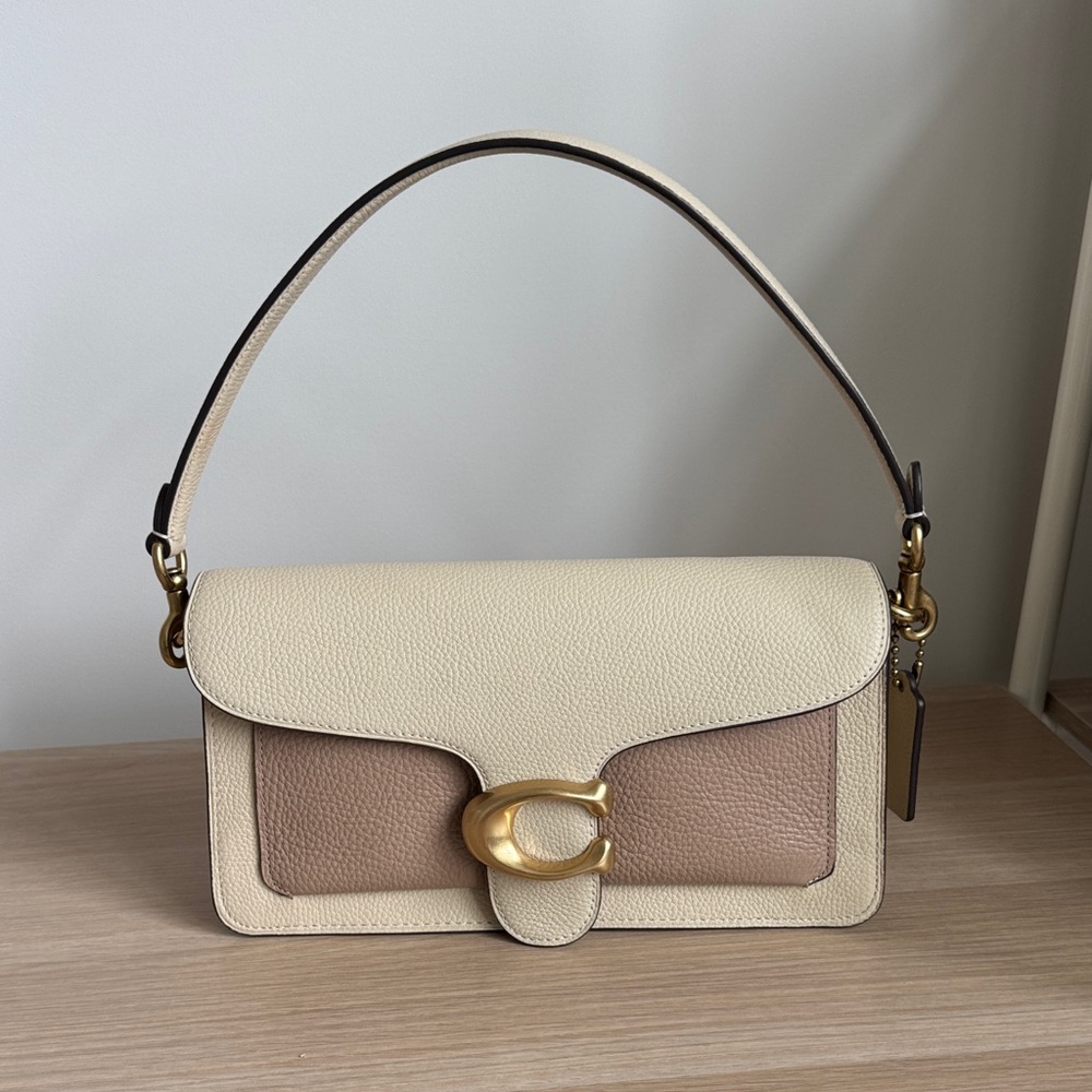 Coach Tabby Beige and Brown Leather Shoulder Bag